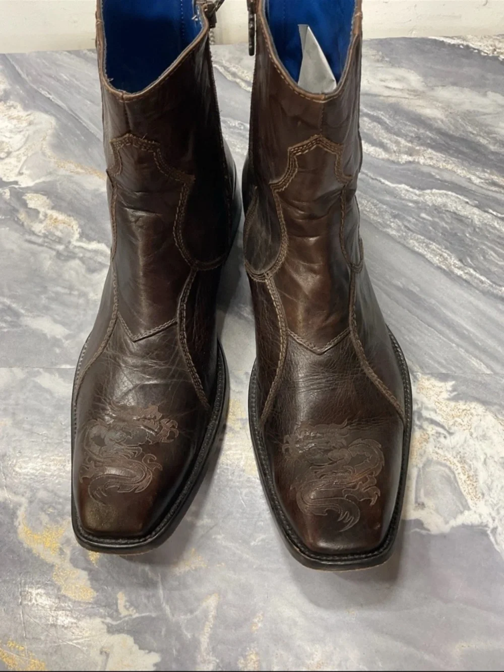 Mark Nason Zipper Leather Dragon Boots Made in Italy size 11 - Picture 5 of 13